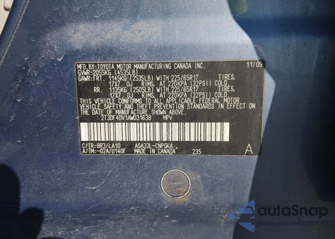 2010 Toyota Rav4 Limited из США, поврежденный, VIN 2T3DF4DV1AW031638